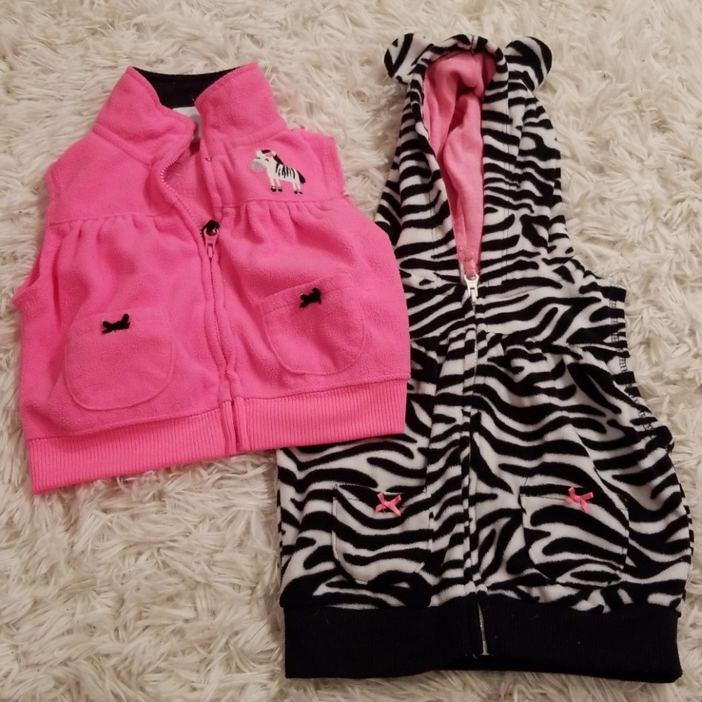 Lightly worn zebra hoodie vests! 9 months